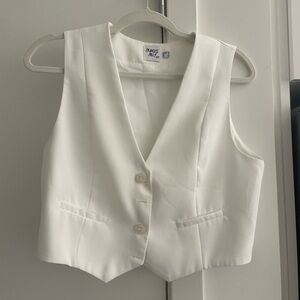 Princess Polly White Cropped Sleeveless Vest